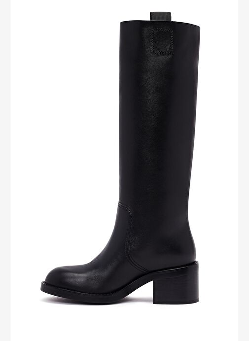 Kadın Siyah Kalın Topuklu Deri Çizme 25WFD491618 - Görsel 6