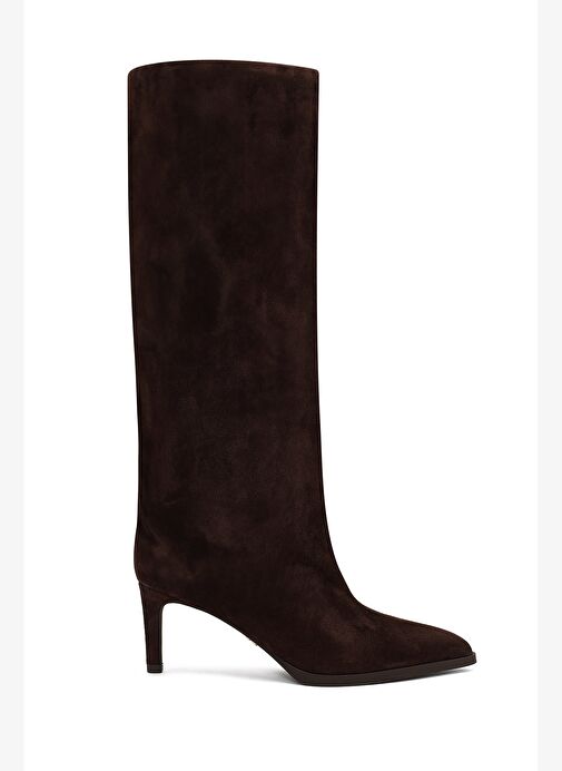 Kadın Kahverengi İnce Topuklu Süet Deri Çizme 25WFD491710 - Görsel 2