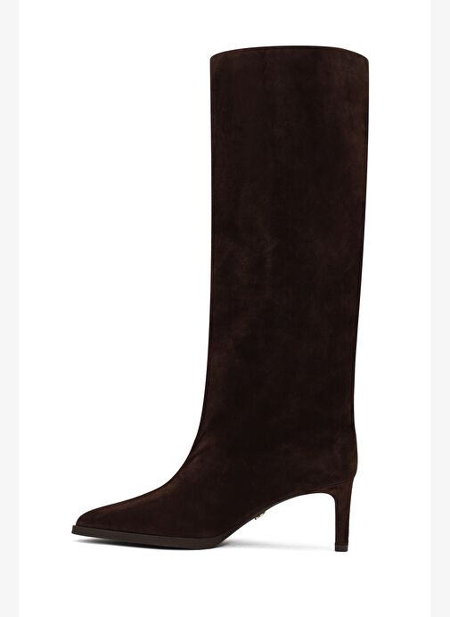 Kadın Kahverengi İnce Topuklu Süet Deri Çizme 25WFD491710 - Görsel 5