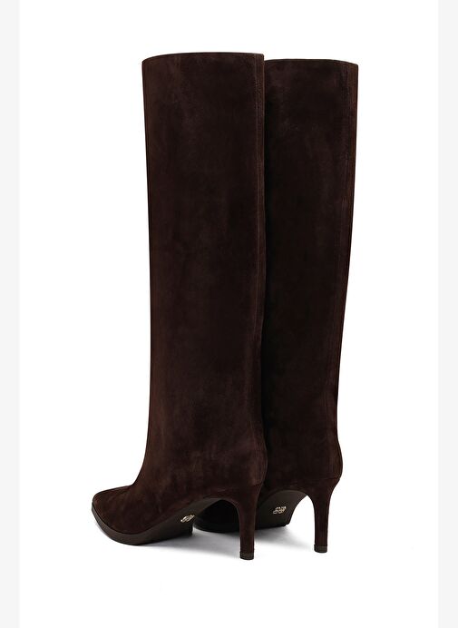 Kadın Kahverengi İnce Topuklu Süet Deri Çizme 25WFD491710 - Görsel 8