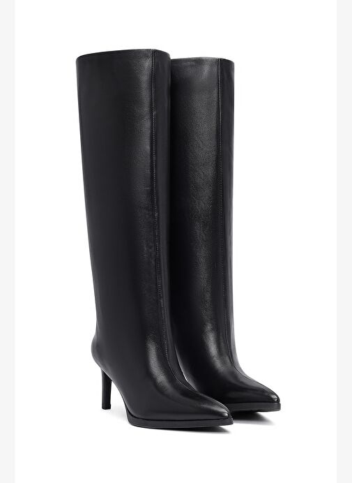 Kadın Siyah İnce Topuklu Deri Çizme 25WFD491718 - Görsel 6