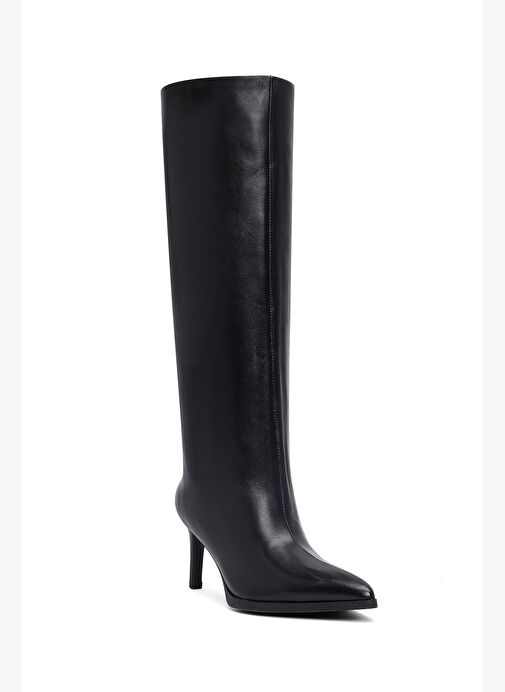 Kadın Siyah İnce Topuklu Deri Çizme 25WFD491718 - Görsel 9