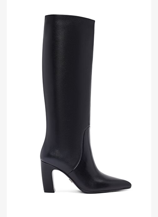 Kadın Siyah Kalın Topuklu Deri Çizme 25WFD491918 - Görsel 2