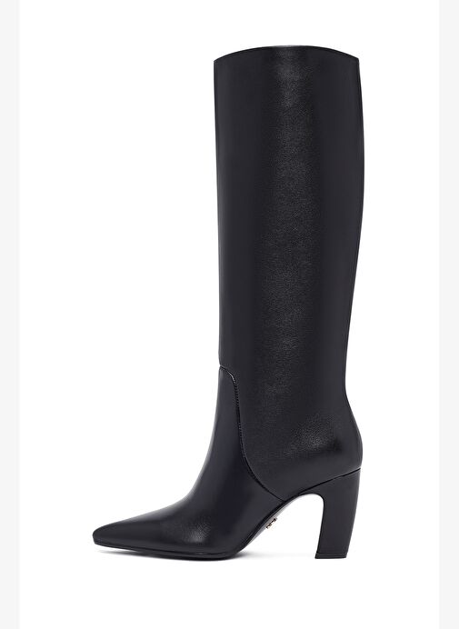 Kadın Siyah Kalın Topuklu Deri Çizme 25WFD491918 - Görsel 5