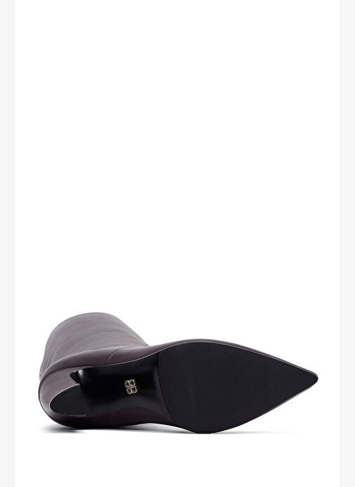 Kadın Bordo Kalın Topuklu Deri Çizme 25WFD491918 - Görsel 7