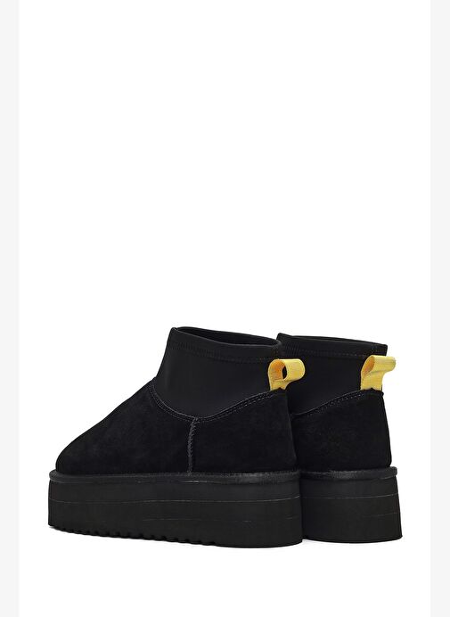 Kadın Siyah Kalın Tabanlı Süet Deri Teddy Bot 25WFD492310 - Görsel 7