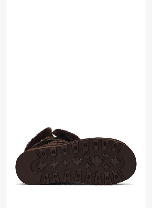 Kadın Kahverengi Kalın Tabanlı Kürk Detaylı Süet Deri Teddy Bot 25WFD492410 - Görsel 6