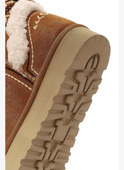 Kadın Camel Desenli Kürk Detaylı Süet Deri Teddy Bot 25WFD492710 - Görsel 9