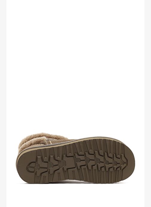 Kadın Bej Desenli Kürk Detaylı Süet Deri Teddy Bot 25WFD492710 - Görsel 6