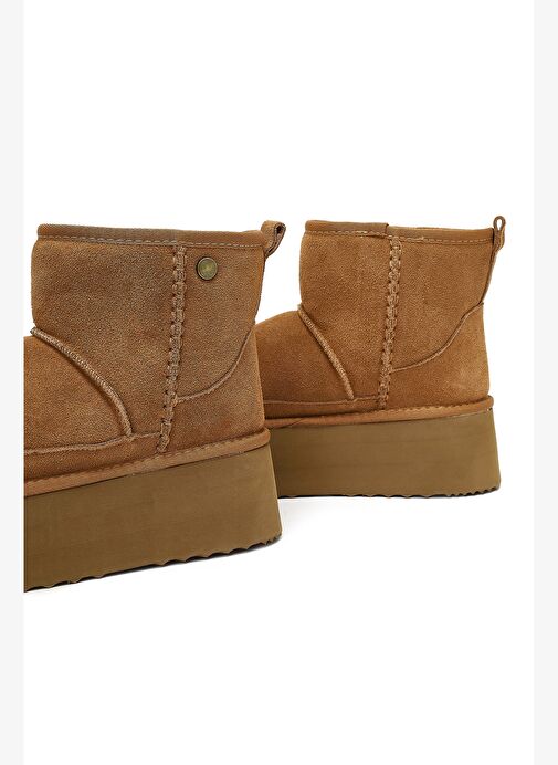 Kadın Camel Kalın Tabanlı Süet Deri Teddy Bot 25WFD492810 - Görsel 9