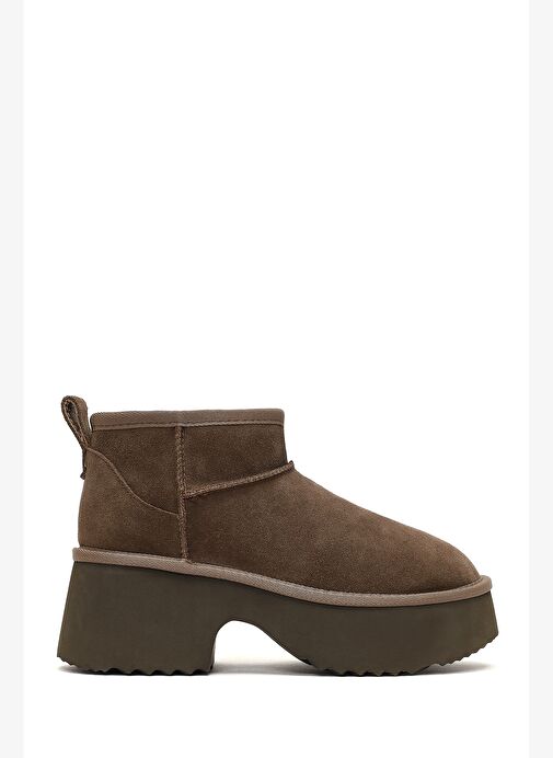 Kadın Vizon Kalın Tabanlı Süet Deri Teddy Bot 25WFD492910 - Görsel 2