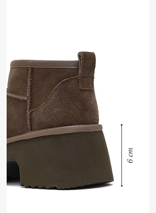 Kadın Vizon Kalın Tabanlı Süet Deri Teddy Bot 25WFD492910 - Görsel 3