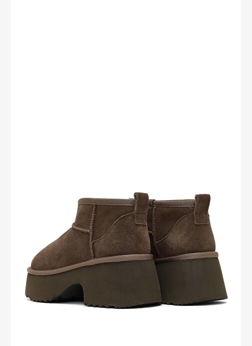 Kadın Vizon Kalın Tabanlı Süet Deri Teddy Bot 25WFD492910 - Görsel 8