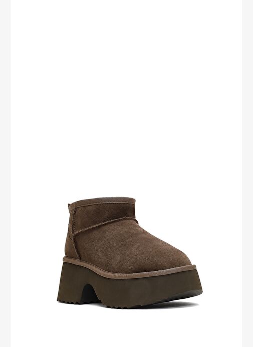 Kadın Vizon Kalın Tabanlı Süet Deri Teddy Bot 25WFD492910 - Görsel 9