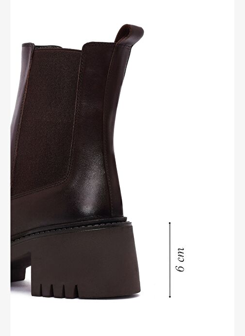 Kadın Kahverengi Kalın Topuklu Deri Chelsea Bot 25WFD511318 - Görsel 3