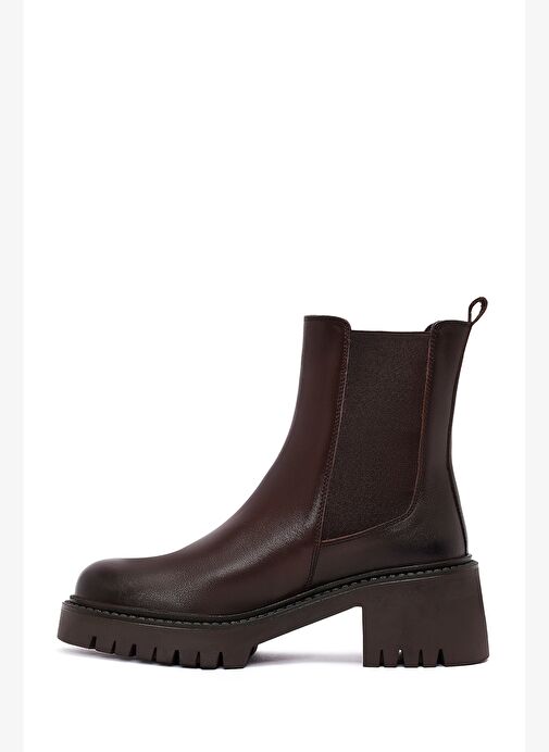 Kadın Kahverengi Kalın Topuklu Deri Chelsea Bot 25WFD511318 - Görsel 5