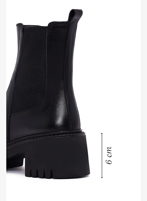 Kadın Siyah Kalın Topuklu Deri Chelsea Bot 25WFD511318 - Görsel 3