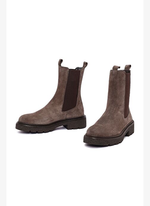 Kadın Vizon Kalın Tabanlı Süet Deri Chelsea Bot 25WFD511610 - Görsel 4