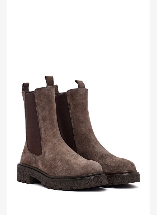 Kadın Vizon Kalın Tabanlı Süet Deri Chelsea Bot 25WFD511610 - Görsel 5