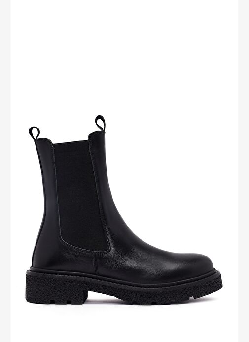 Kadın Siyah Kalın Tabanlı Deri Chelsea Bot 25WFD511618 - Görsel 2
