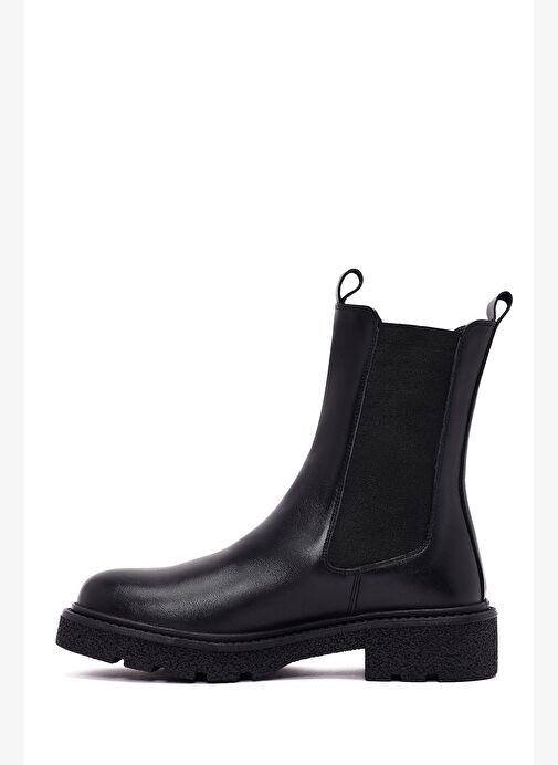 Kadın Siyah Kalın Tabanlı Deri Chelsea Bot 25WFD511618 - Görsel 3