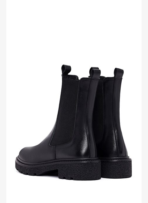 Kadın Siyah Kalın Tabanlı Deri Chelsea Bot 25WFD511618 - Görsel 7
