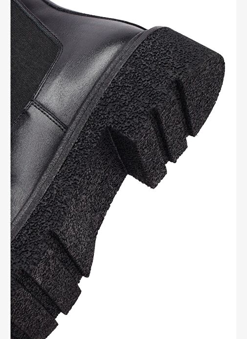 Kadın Siyah Kalın Tabanlı Deri Chelsea Bot 25WFD511618 - Görsel 9