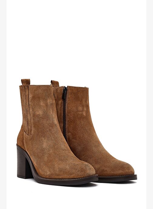 Derimod Derimod Kadın Taba Fermuarlı Kalın Topuklu Süet Deri Bot 25WFD511810 Boyner'de! Taba - 3. görsel
