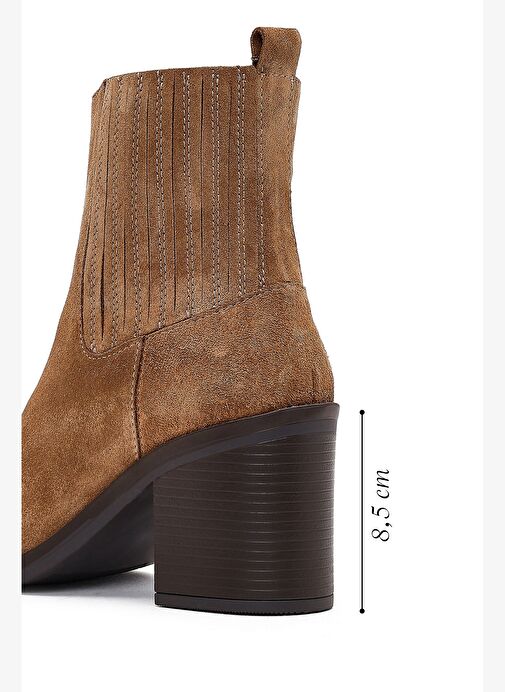 Derimod Derimod Kadın Taba Fermuarlı Kalın Topuklu Süet Deri Bot 25WFD511810 Boyner'de! Taba - 5. görsel