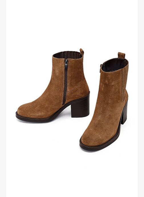 Derimod Derimod Kadın Taba Fermuarlı Kalın Topuklu Süet Deri Bot 25WFD511810 Boyner'de! Taba - 6. görsel