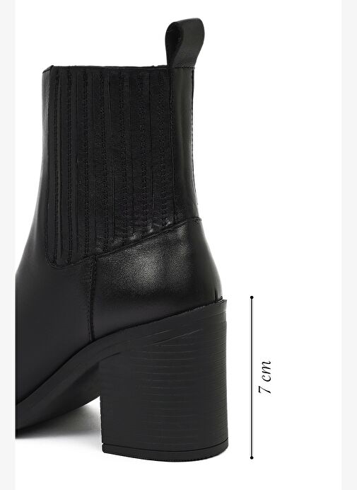Derimod Derimod Kadın Siyah Fermuarlı Kalın Topuklu Deri Bot 25WFD511818 Boyner'de! Siyah - 5. görsel