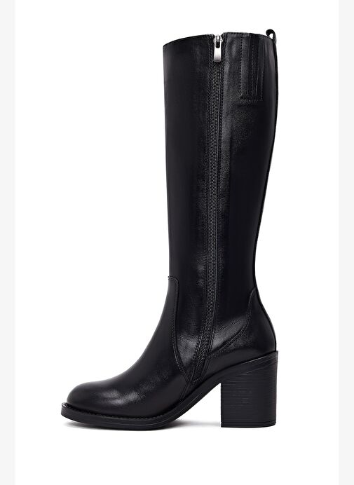 Derimod Derimod Kadın Siyah Fermuarlı Kalın Topuklu Deri Çizme 25WFD511918 Boyner'de! Siyah - 4. görsel