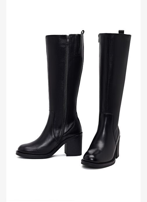 Derimod Derimod Kadın Siyah Fermuarlı Kalın Topuklu Deri Çizme 25WFD511918 Boyner'de! Siyah - 6. görsel