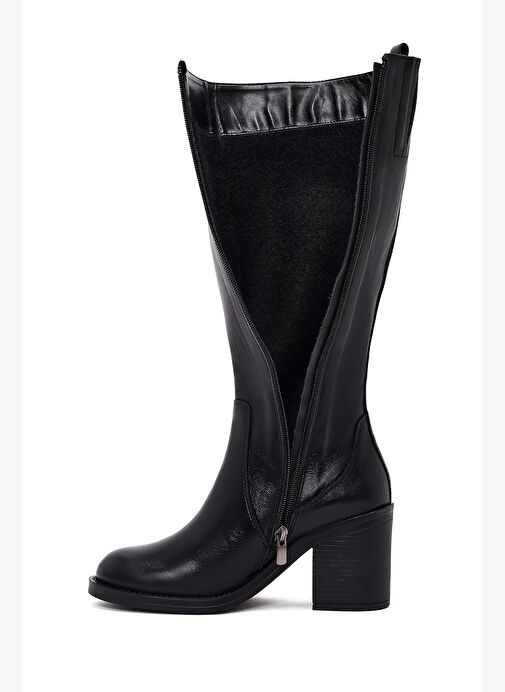 Derimod Derimod Kadın Siyah Fermuarlı Kalın Topuklu Deri Çizme 25WFD511918 Boyner'de! Siyah - 9. görsel