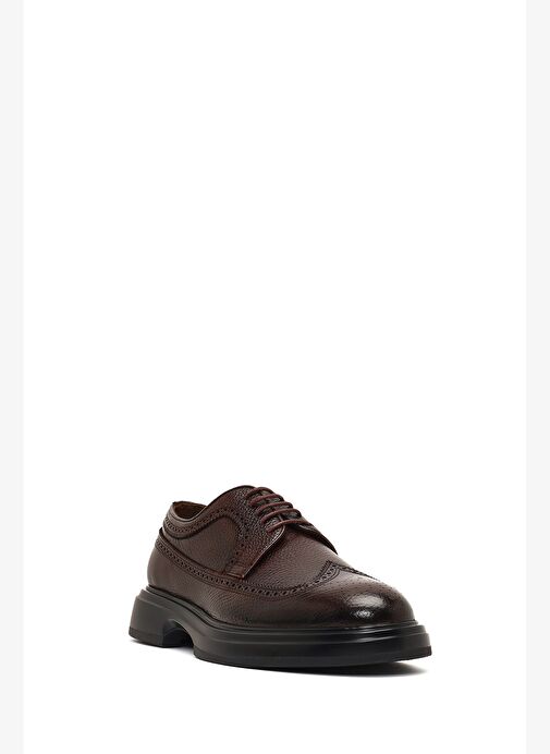 Erkek Kahverengi Bağcıklı Kalın Tabanlı Deri Casual Ayakkabı 25WFD6042FT - Görsel 7