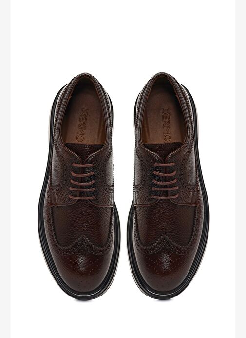 Erkek Kahverengi Bağcıklı Kalın Tabanlı Deri Casual Ayakkabı 25WFD6042FT - Görsel 8