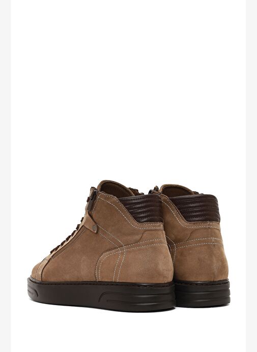 Erkek Vizon Çift Fermuarlı Kalın Tabanlı Nubuk Deri Spor Bot 25WFD6051V3 - Görsel 7