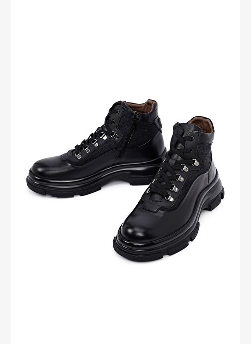 Erkek Siyah Fermuarlı Deri Bot 25WFD605214 - Görsel 4