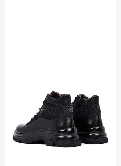 Erkek Siyah Fermuarlı Deri Bot 25WFD605214 - Görsel 7