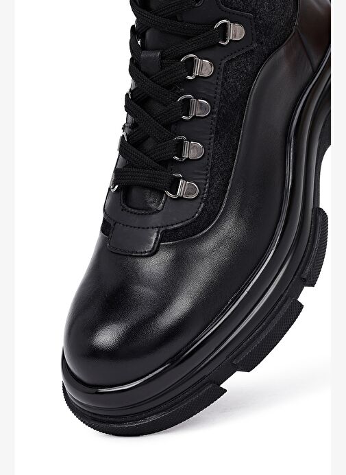 Erkek Siyah Fermuarlı Deri Bot 25WFD605214 - Görsel 9