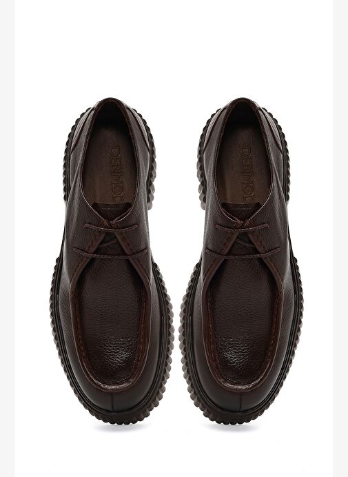 Erkek Kahverengi Bağcıklı Kalın Tabanlı Deri Casual Ayakkabı 25WFD6053FT - Görsel 8