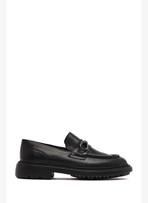 Erkek Siyah Tokalı Kalın Tabanlı Deri Loafer 25WFD605518 - Görsel 2