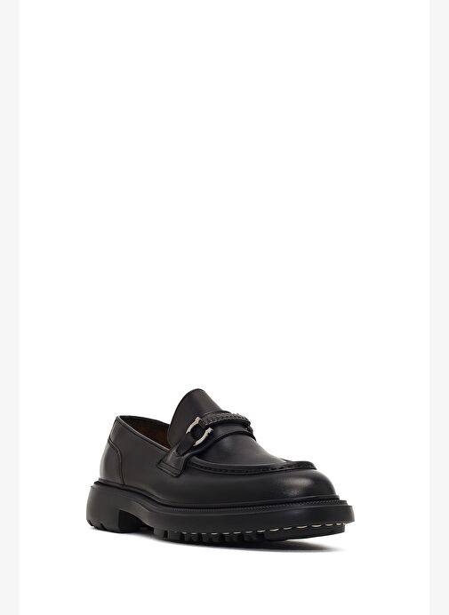 Erkek Siyah Tokalı Kalın Tabanlı Deri Loafer 25WFD605518 - Görsel 7