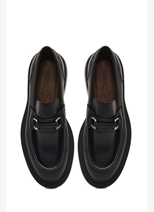 Erkek Siyah Tokalı Kalın Tabanlı Deri Loafer 25WFD605518 - Görsel 8