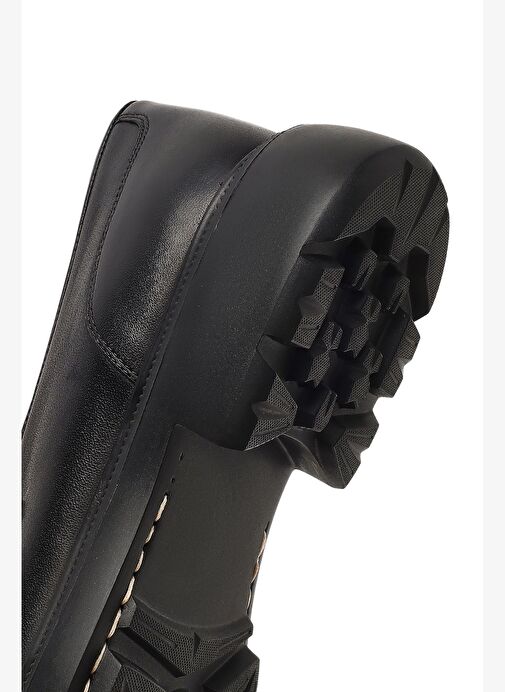 Erkek Siyah Tokalı Kalın Tabanlı Deri Loafer 25WFD605518 - Görsel 9