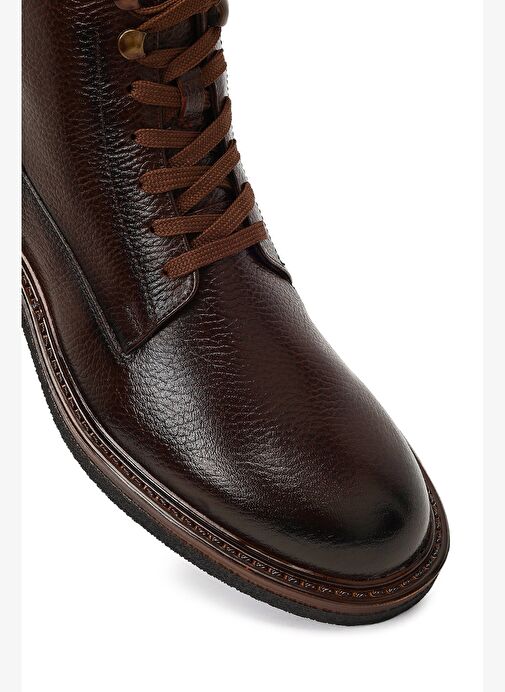Erkek Kahverengi Bağcıklı Fermuarlı Deri Casual Bot 25WFD6060FT - Görsel 9