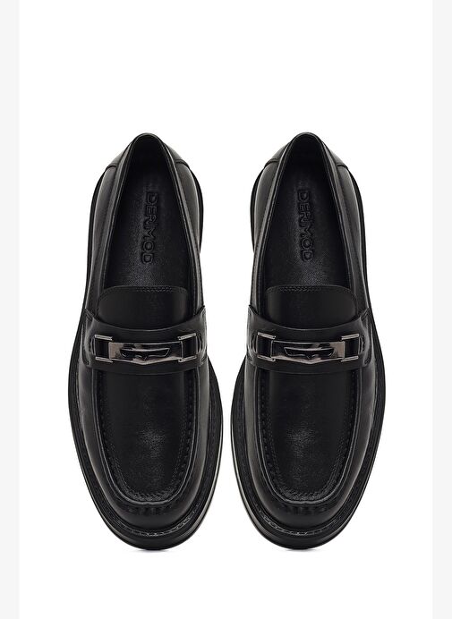 Erkek Siyah Tokalı Kalın Tabanlı Deri Loafer 25WFD610318 - Görsel 8