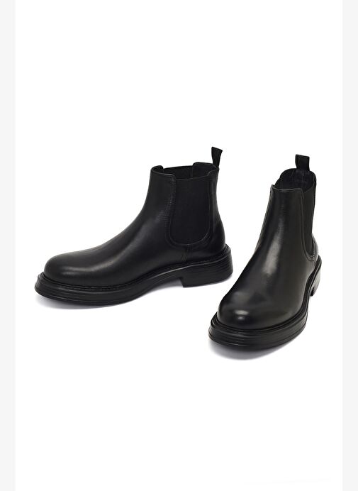 Erkek Siyah Deri Casual Chelsea Bot 25WFD611018 - Görsel 4
