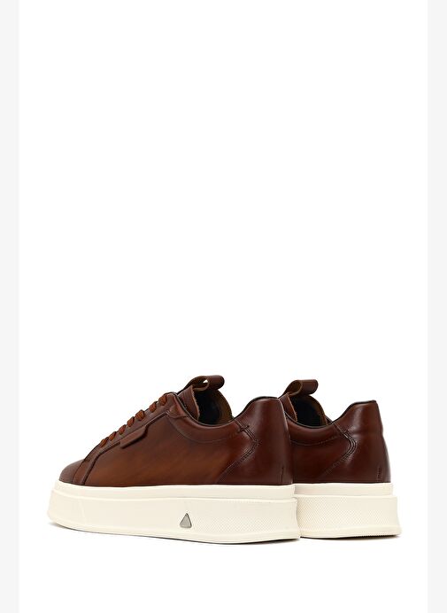 Erkek Kahverengi Bağcıklı Kalın Tabanlı Deri Sneaker 25WFD611518 - Görsel 6