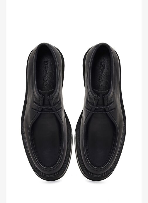 Erkek Siyah Bağcıklı Kalın Tabanlı Deri Casual Ayakkabı 25WFD611818 - Görsel 8
